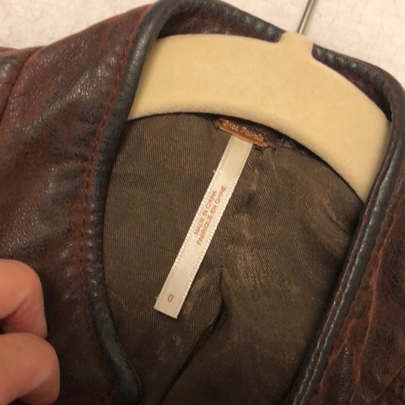 Free people red leather / suede jacket - Picture 2 of 3